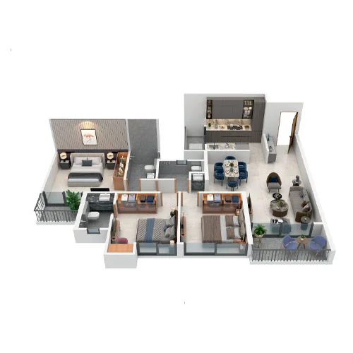 Majestique Codename Prime West Balewadi 3 BHK Floor Plan Image